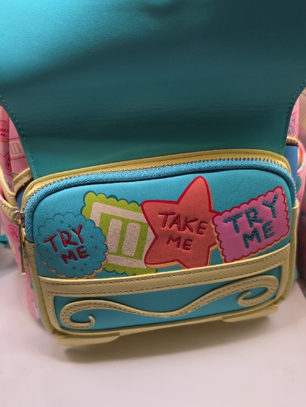 Loungefly Alice in Wonderland Pastel Pink, Yellow & Blue Mini Backpack - Picture 2 of 4